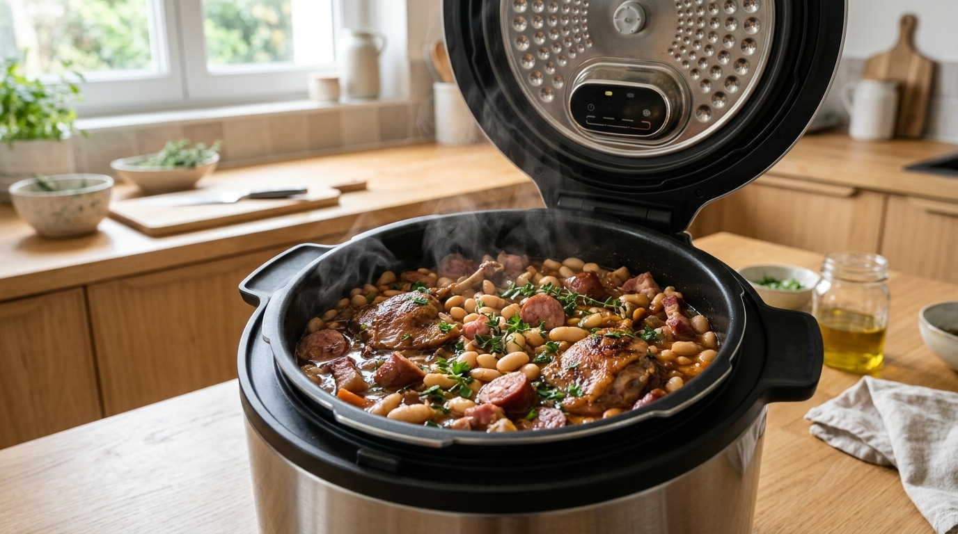 découvrez comment préparer un cassoulet savoureux en seulement 45 minutes avec votre cookeo. une recette rapide et facile pour un plat traditionnel réconfortant.