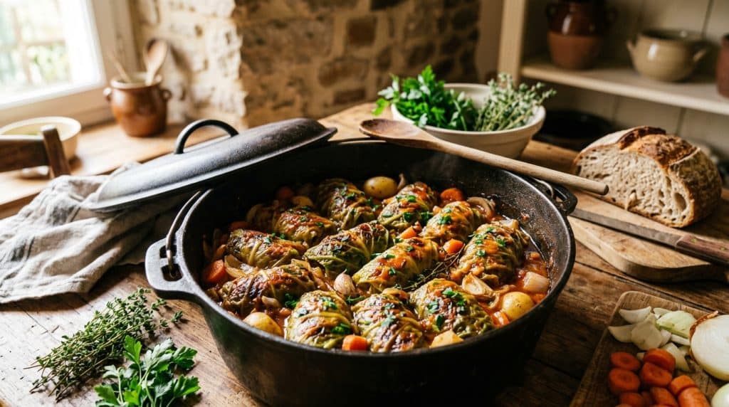 Chou farci de grand-mère : farce, bouillon et la cuisson qui fait tout