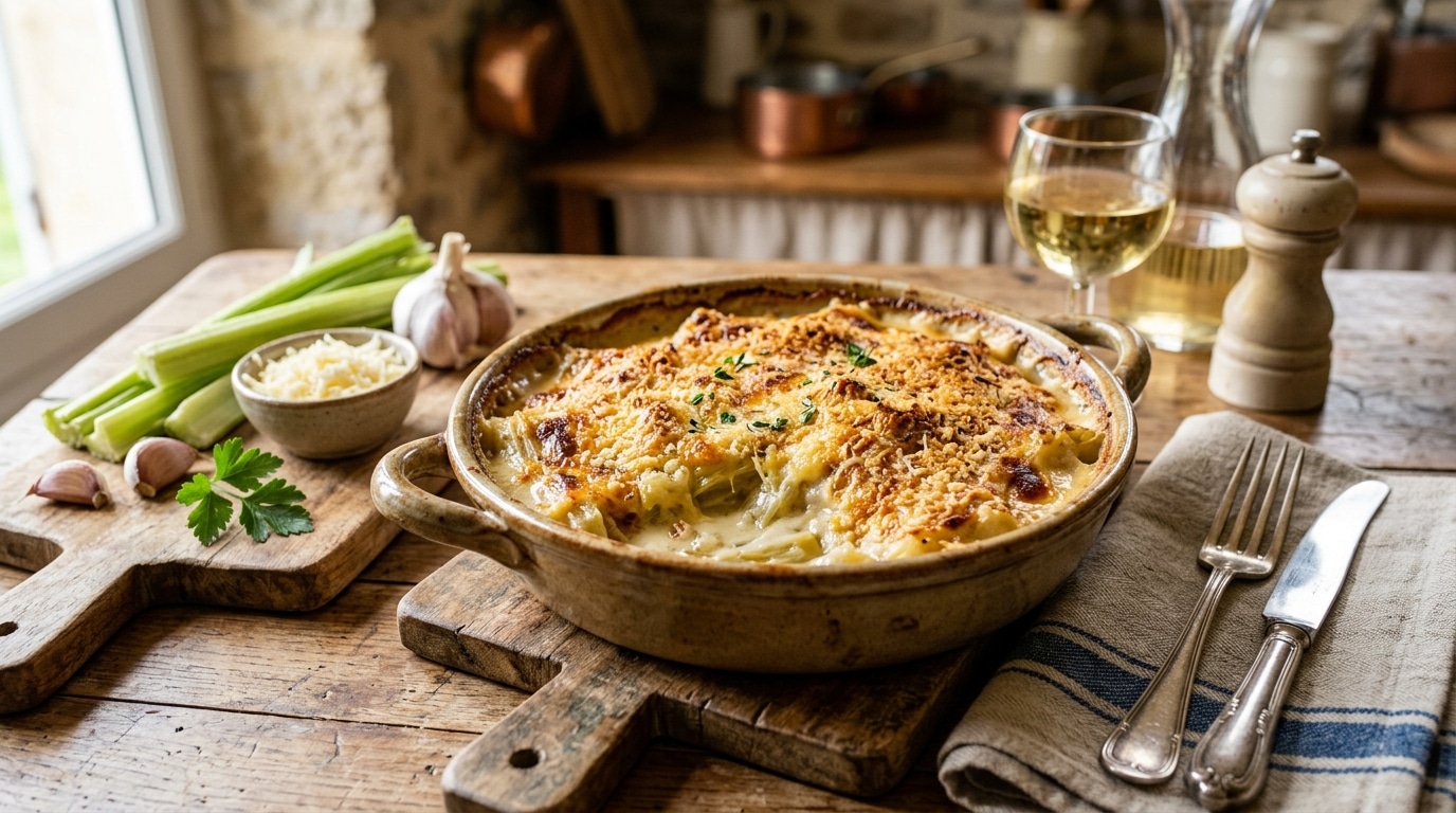 découvrez la recette authentique du gratin de cardons à la lyonnaise, un plat traditionnel savoureux et facile à préparer pour régaler toute la famille.