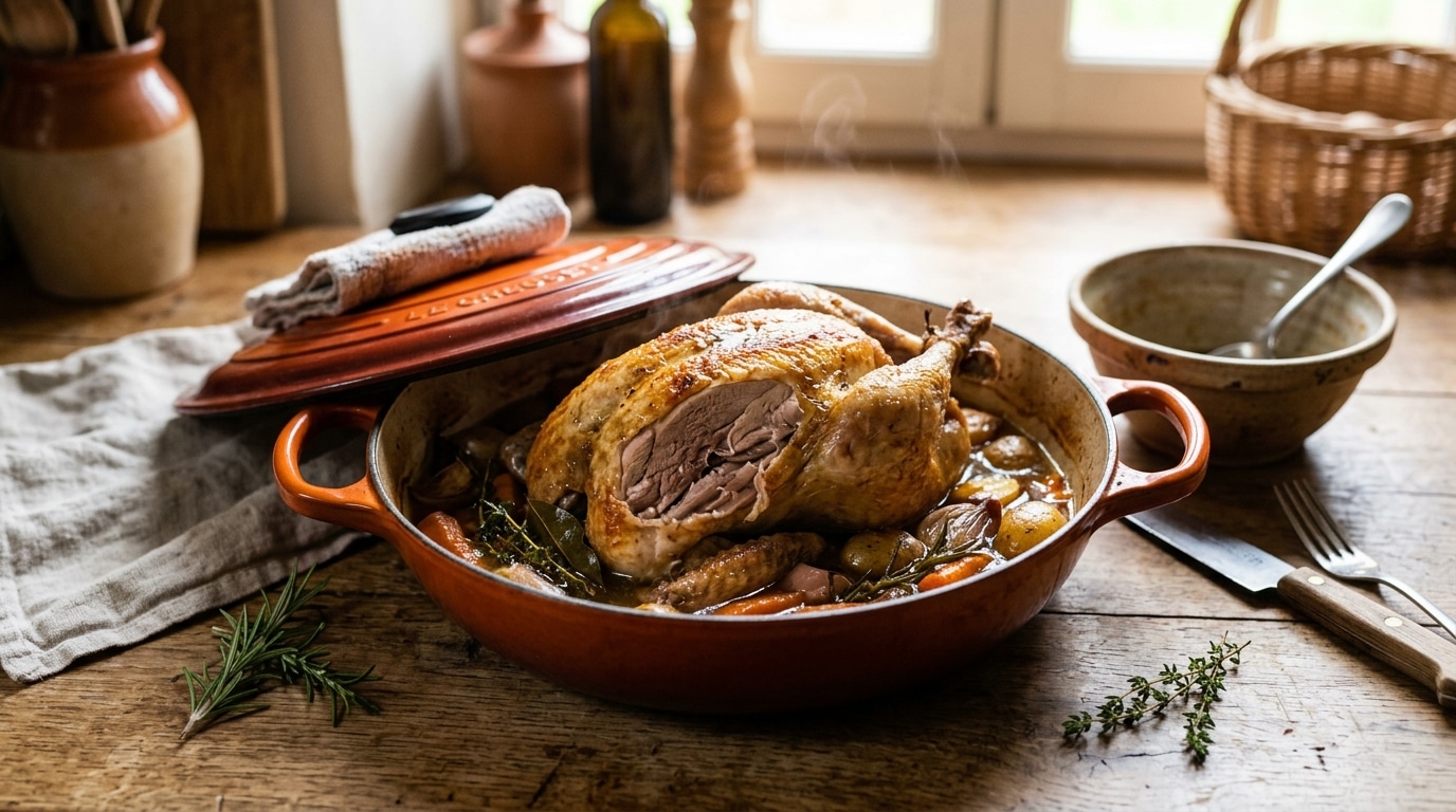découvrez la pintade à la cocotte, une cuisson idéale pour une viande tendre et juteuse, qui préserve toute la saveur sans dessécher.