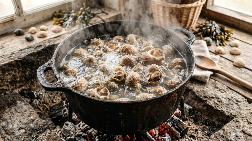 Cuisson des bulots : eau de mer, temps et le signe qu&rsquo;ils sont prêts