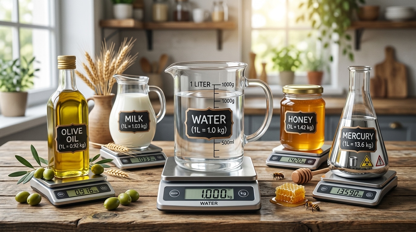 découvrez comment convertir 1 litre en kilogrammes selon le type de liquide grâce à notre tableau complet et précis.