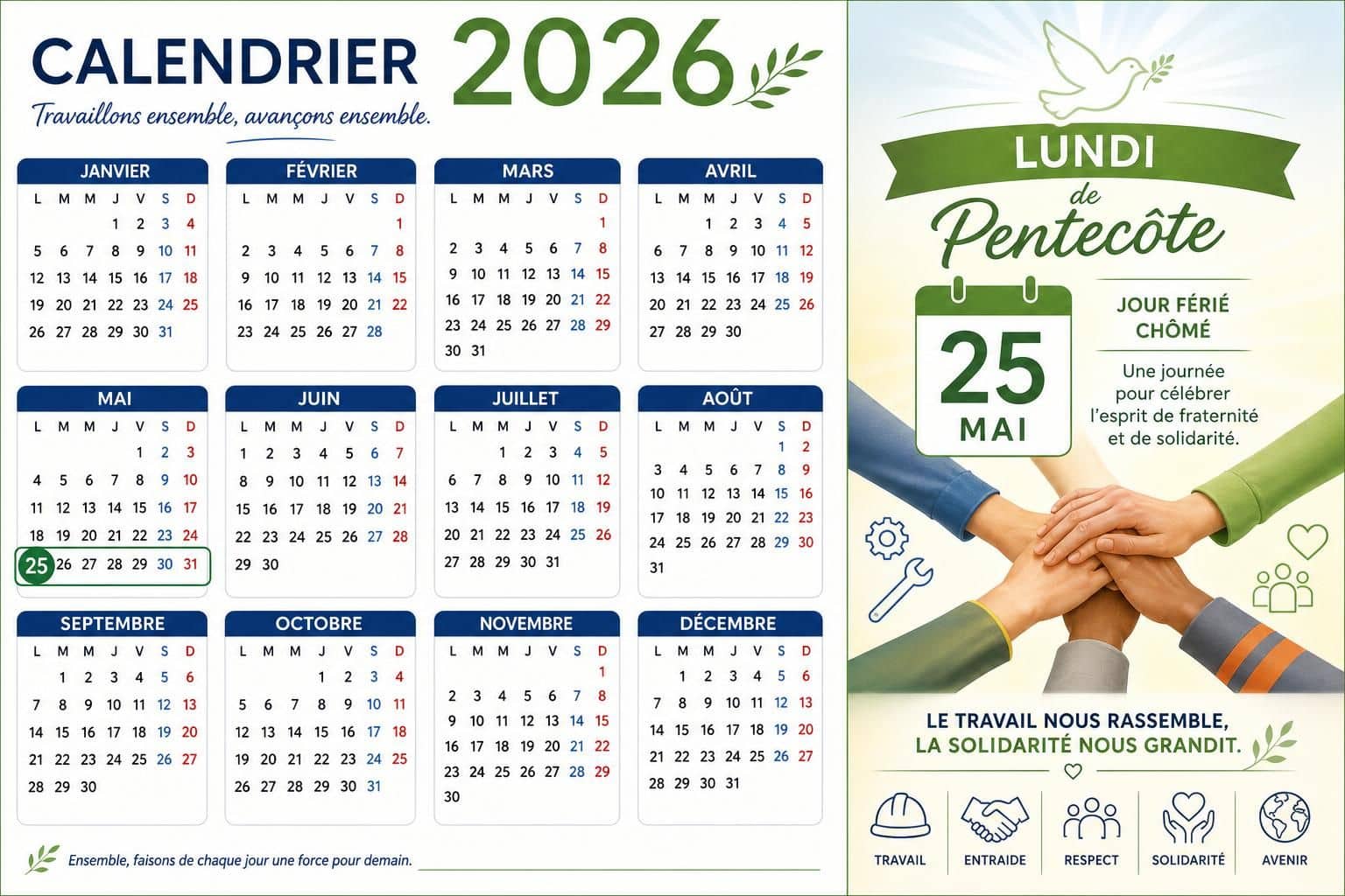 découvrez tout sur le lundi de pentecôte 2026 : sa date, son statut de jour férié et les différences d'application selon les employeurs.