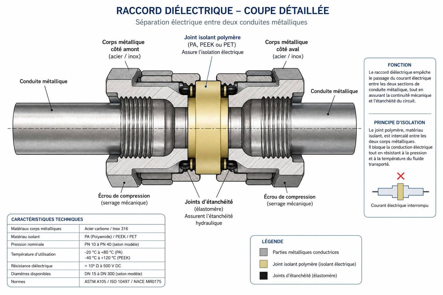 découvrez pourquoi le raccord diélectrique est obligatoire et apprenez où le poser correctement pour assurer la sécurité et la durabilité de vos installations.