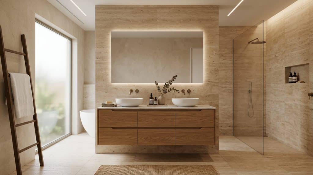 Salle de bain en pierre et bois : les associations qui fonctionnent et les erreurs à éviter
