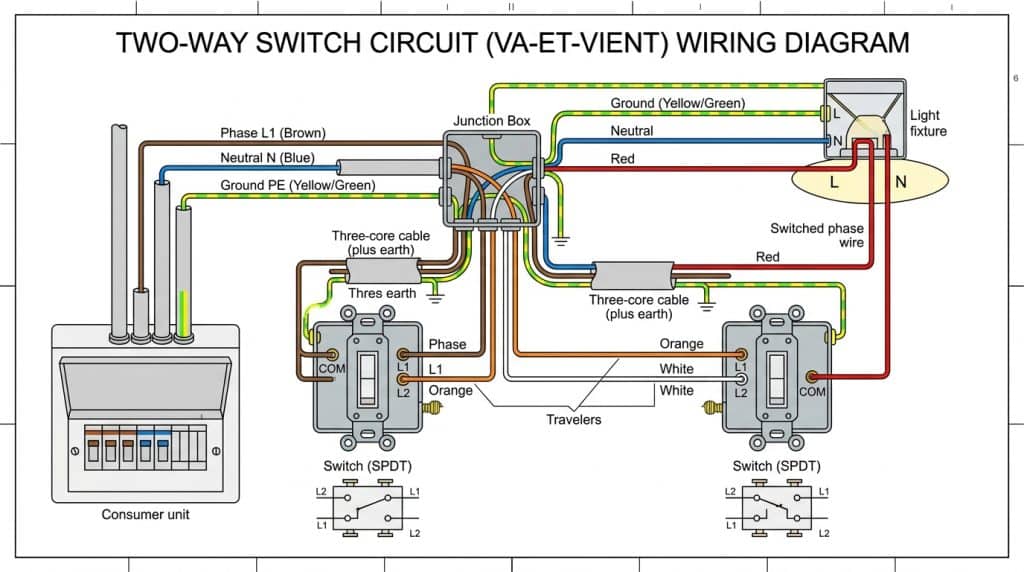 Va-et-vient électrique : comment le câbler sans se tromper de borne