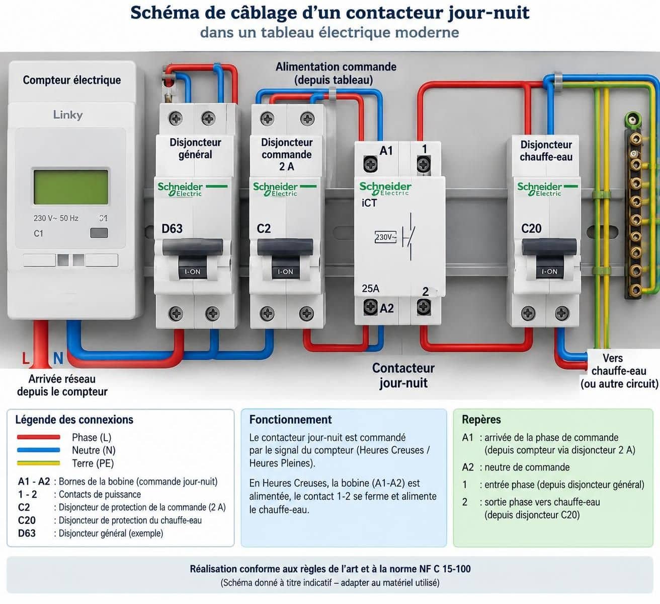 découvrez comment brancher correctement un contacteur jour-nuit et profitez des heures creuses pour réduire votre facture d’électricité.