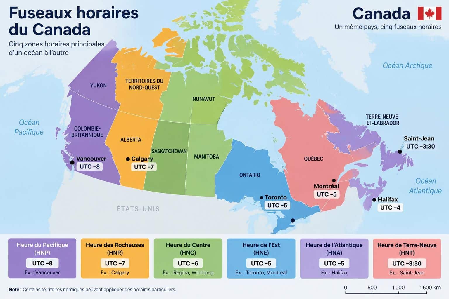découvrez les 5 fuseaux horaires du canada, les décalages avec la france et des conseils pratiques pour bien vous repérer.