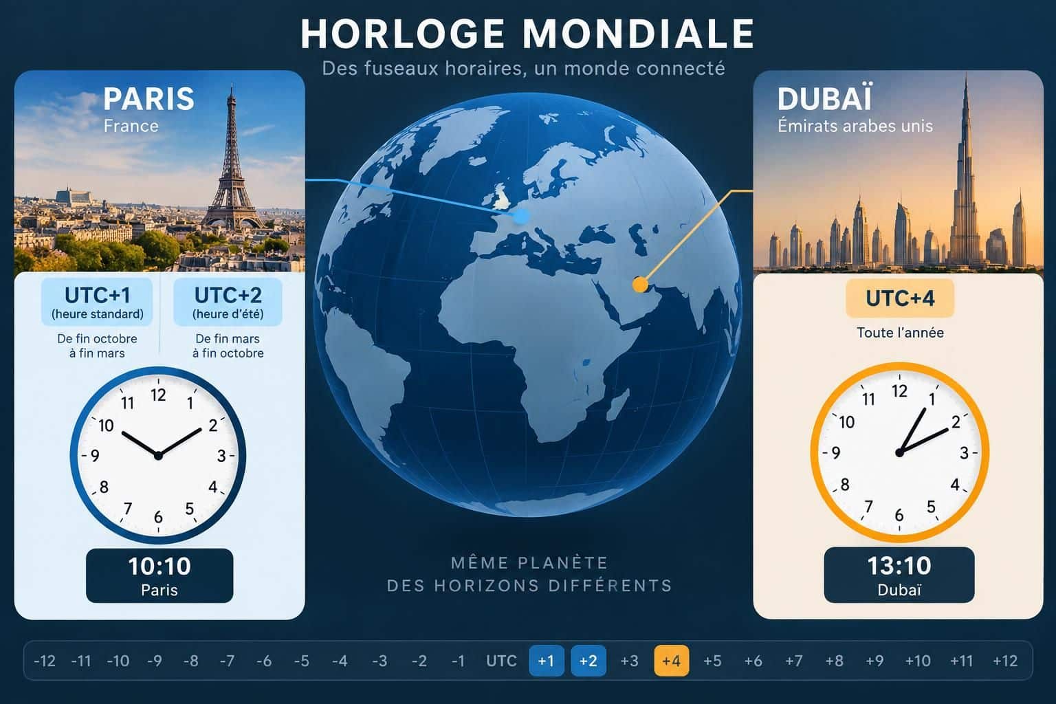 découvrez le décalage horaire entre dubaï et paris : combien d’heures les séparent en hiver et en été, et comment planifier votre voyage.