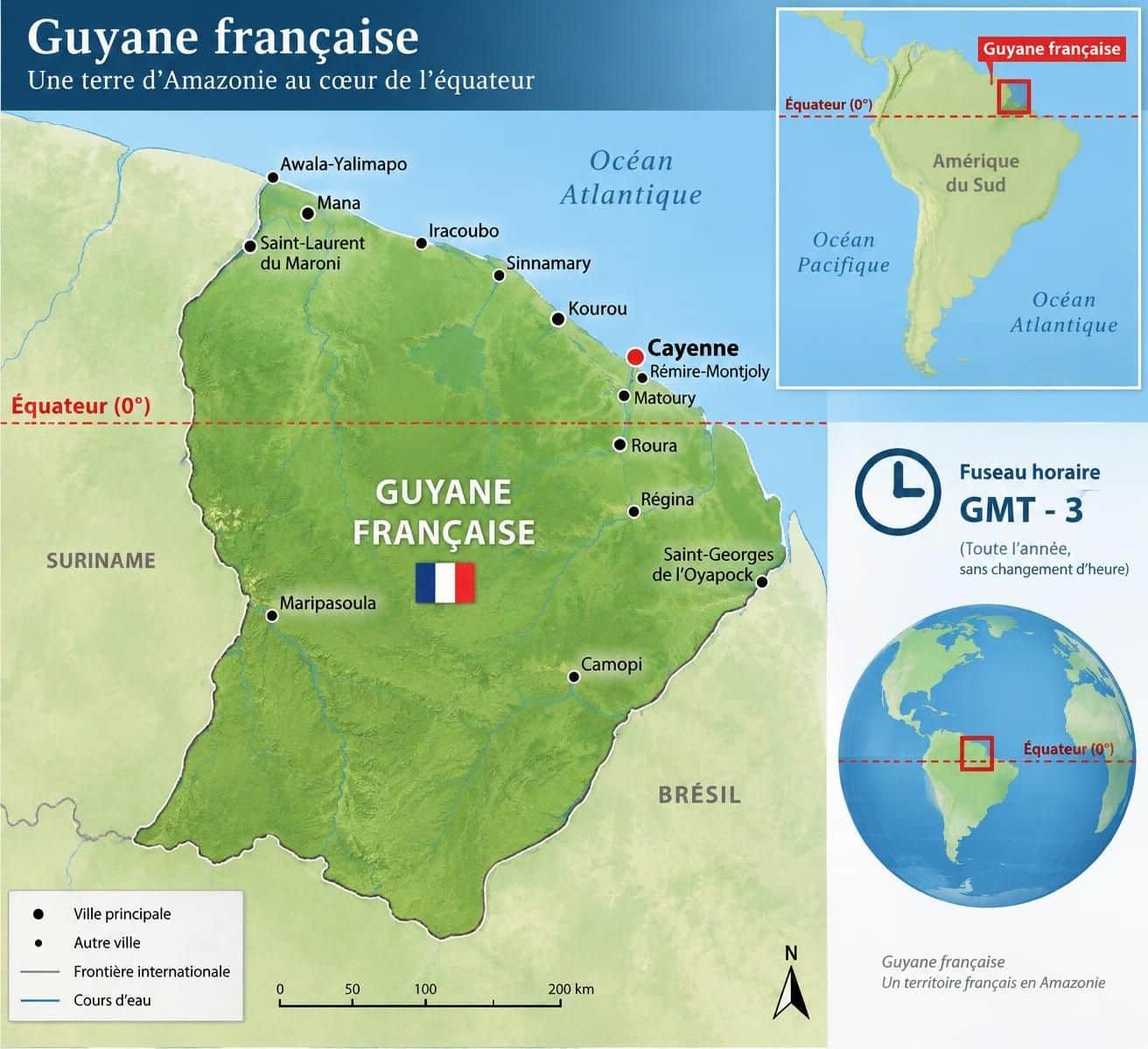 découvrez le décalage horaire entre la guyane française et la métropole : 4 ou 5 heures de différence selon la saison.
