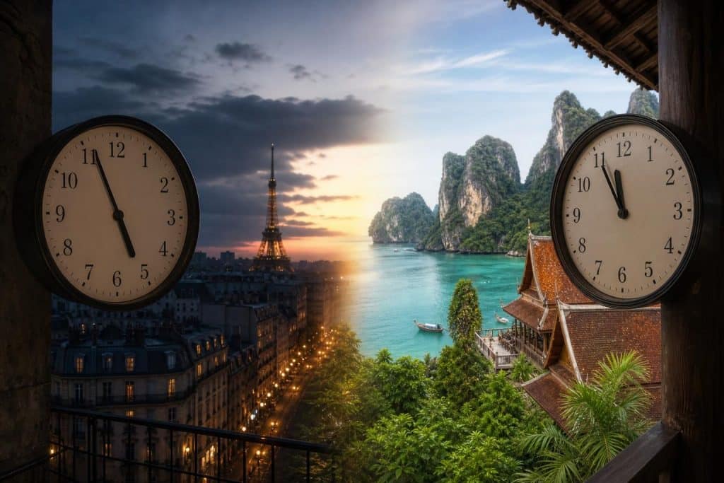 Décalage horaire Thaïlande : +5h ou +6h selon la saison française